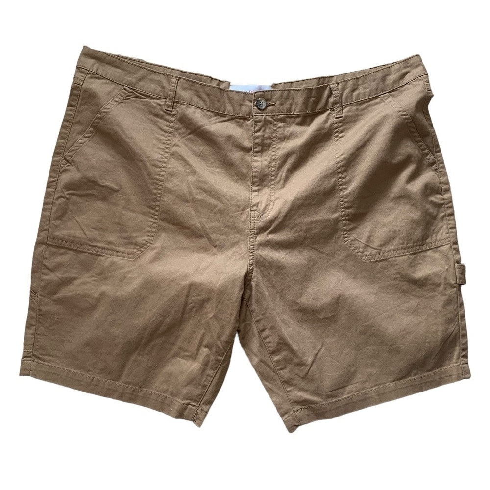 Peau De Loup size 18 khaki carpenter mid rise square pocket tan shorts​​​​​​